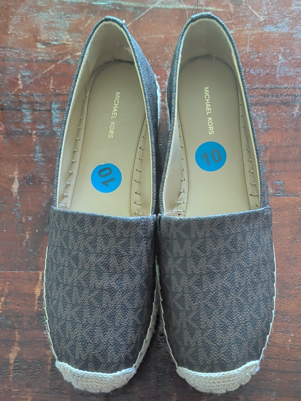 MICHAEL KORS Brown Logo Canvas Espadrille Slip-Ons